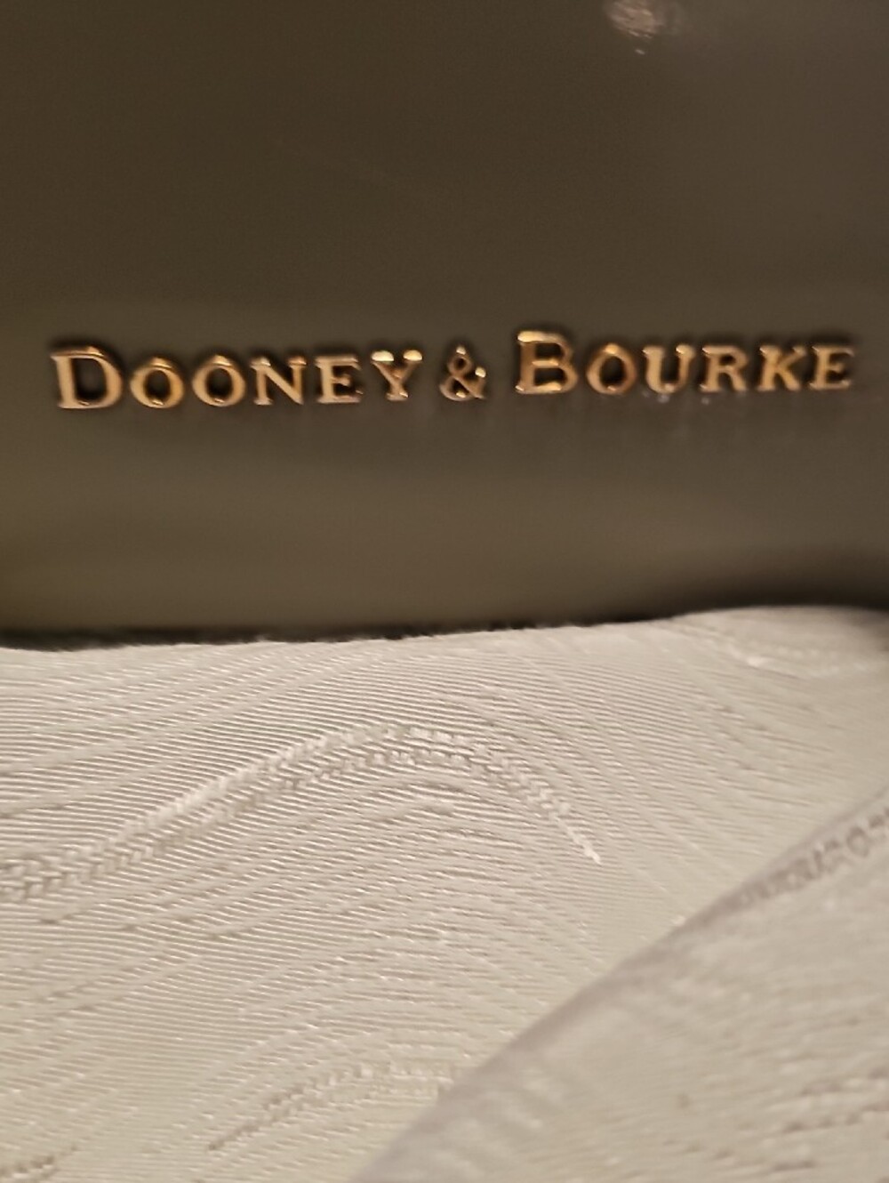 Dooney & Bourke Gray Leather Tote with Tan Trim - Picture 3 of 10